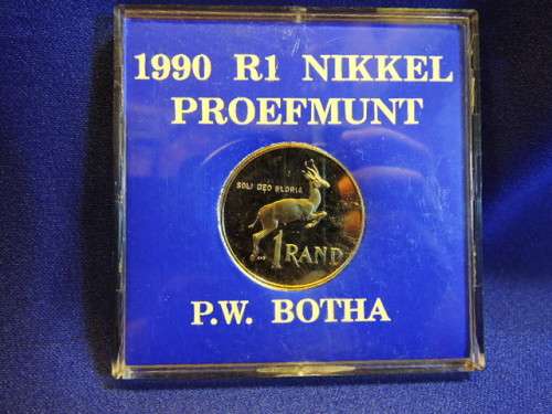 1990 R1 PW Botha Proof Nickel Coin